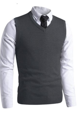 Herren dunkelgraue Strickweste P2037BB