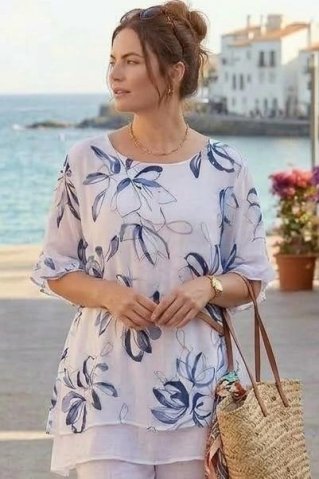 Bluză albastru închis Kvetina