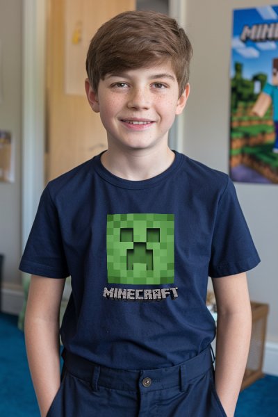 Miínecraft gyerek kék póló