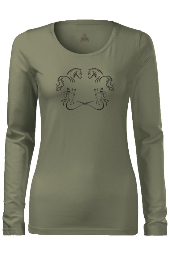 Ženska zelena majica s siluetom konja