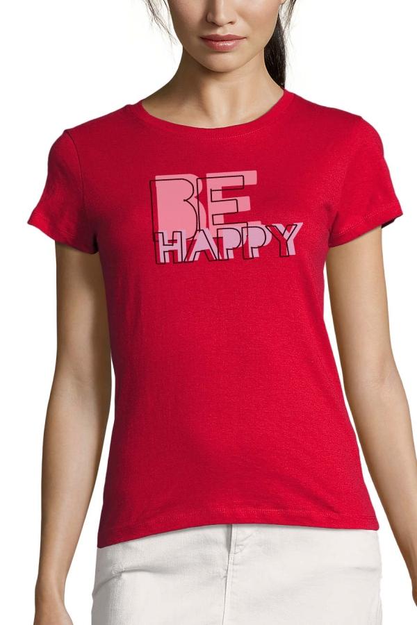 Bavlněné Ewident tričko BeHappy červená