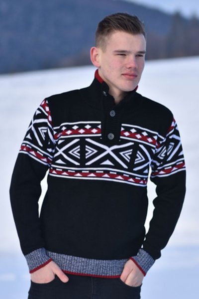 KLEO gombos férfi norvégmintás pulóver