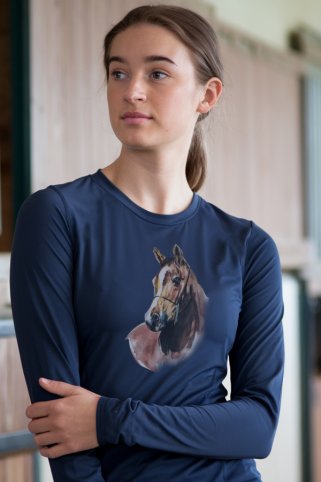 Ženska plava jahačka majica – dug rukav