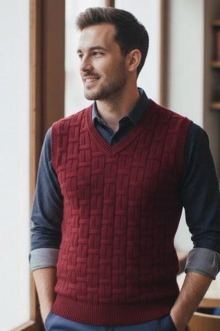 Športno elegantni pleten brezrokavnik Otto-BB bordo