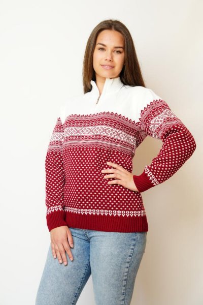 Dámsky sveter s nórskym vzorom Aera-Z bordo