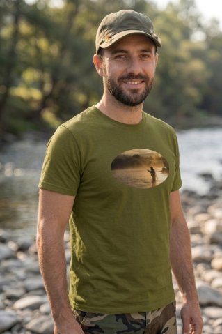 Fish4 printed fishing T-shirt green