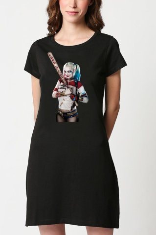 Koszula nocna damska Harleyqueenpyz czarna