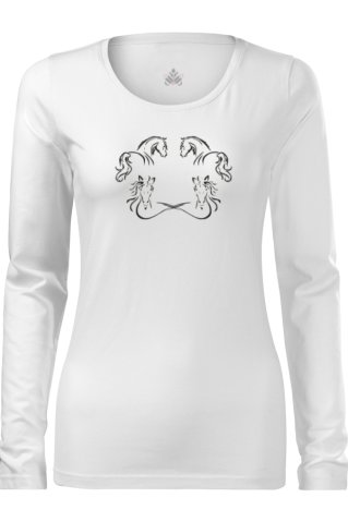 Dámske biele tričko so siluetou koňa