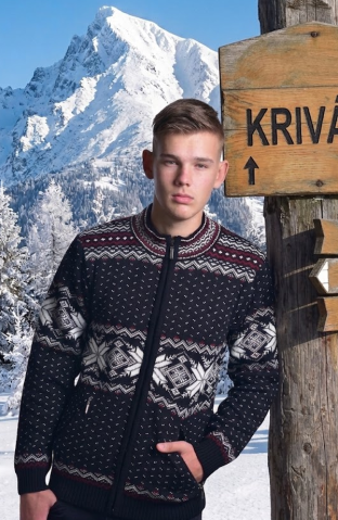 Vlněný černý pánský norský svetr s kapsami Orio-AZ