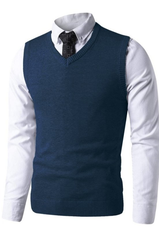 Pánska pletená vesta 44969 modrá