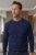 Men's dark blue knitted pullover with structured pattern