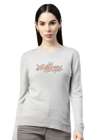 Ženski pulover s VEZOM RUŽA