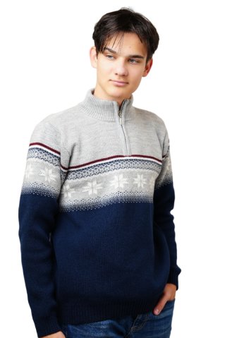 Szürke norvég gyapjú pulóver Nolan-Z