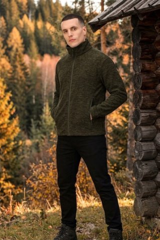 Men’s hunting zip-up sweatshirt – polyester, green, outdoor