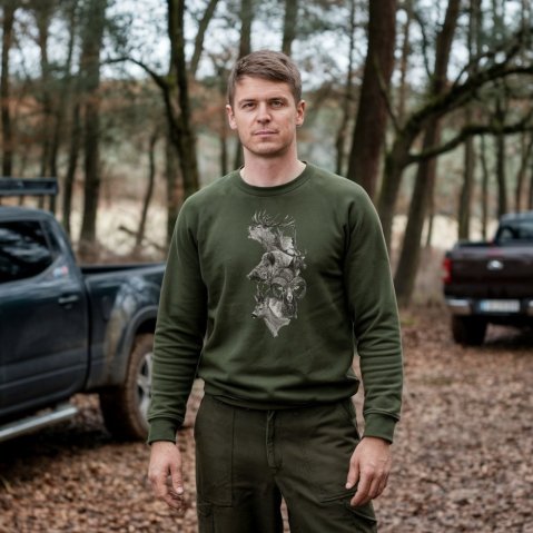 Majica za lovce s otiskom WILD2 zelena