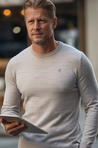 Klasični sivi pulover za muškarce, 100% pamuk