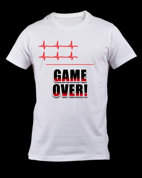 Tricou pentru bărbați Game Over alb
