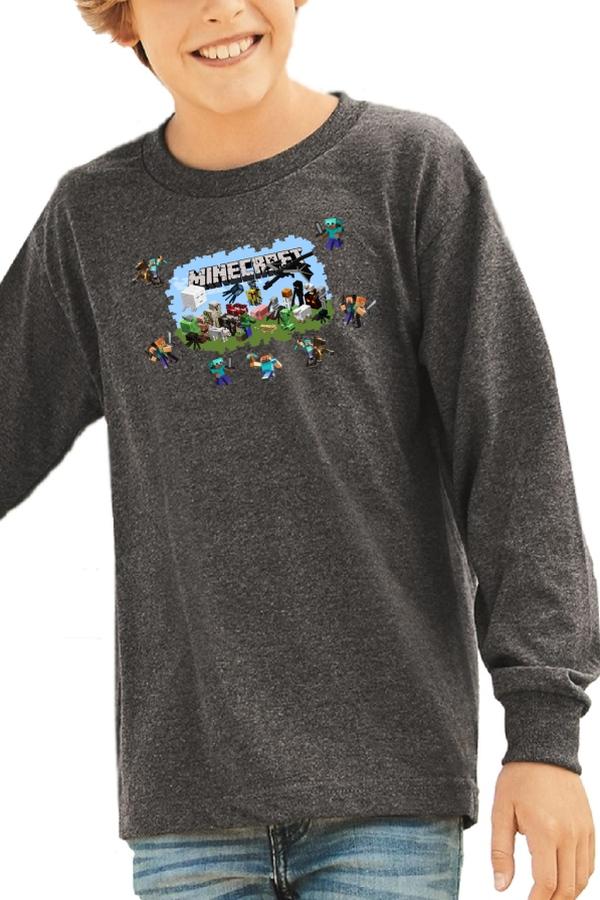 Minecraft_team detské tričko šedé