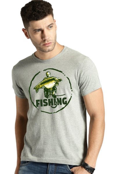 Fishinghook póló 100% pamut szürke