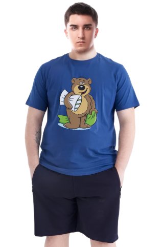 Muška plava pidžama Macino – kratki rukav, duge hlače 3XL–6XL