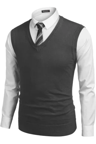Men's knitted vest JVP2037BB anthracite