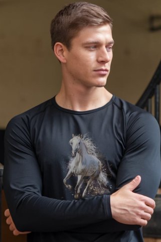 Majica za ljubitelje konja – muška, crna