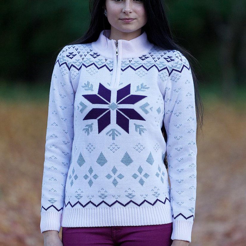 Ženski rozi jopa s norveškim uzorkom i 1/4 zatvaračem – Gracia-Z