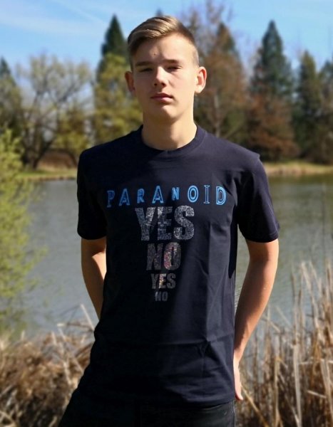 Pánske tričko s potlačou Paranoid modrá