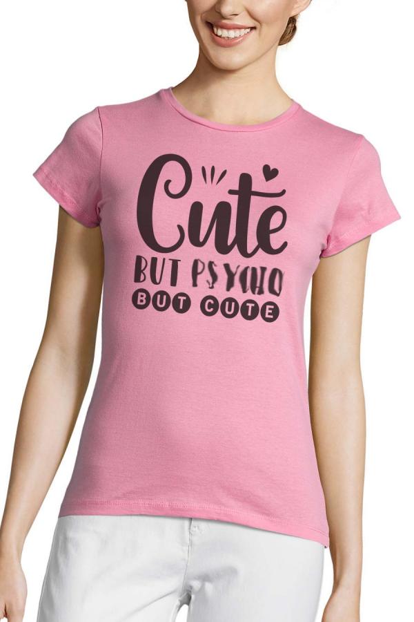 Bavlnené Ewident tričko Cutebutpsycho pink