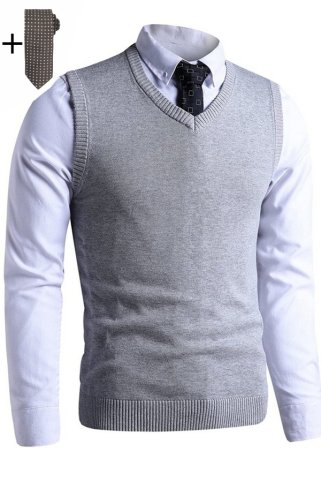 Pánska pletená vesta 44969 sivá