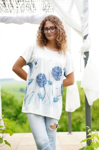 Bluză din bumbac JVP3017 alba