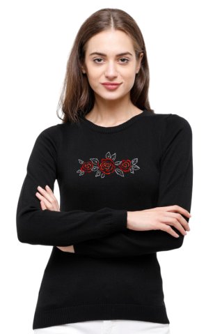 Damski Sweter z Haftem Róży