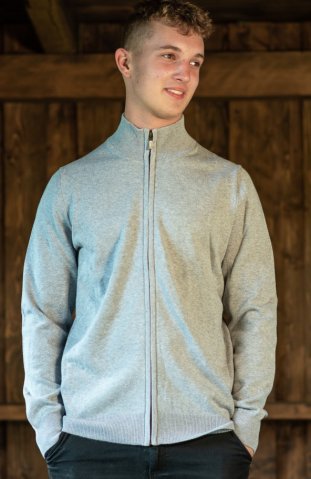 Herrenjacke langer Reißverschluss grau