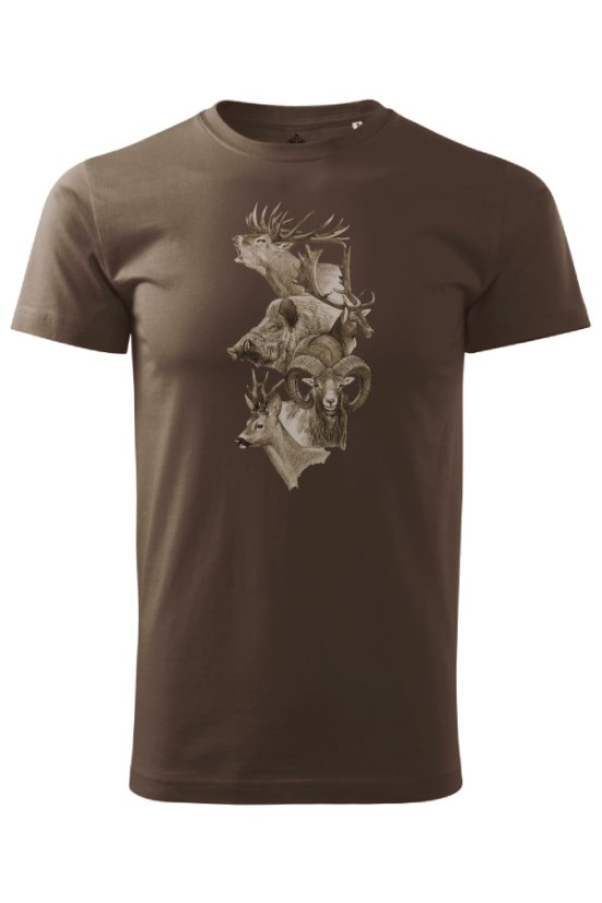 Smeđa lovačka majica s motivom životinja – Wild2