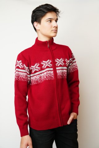 Vlněný norský svetr Oscar bordo
