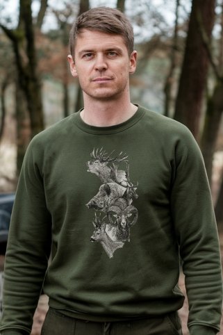 Poľovnícka mikina - jeleň, diviak, muflón a srnec