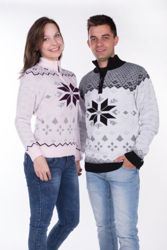 Ženski rozi jopa s norveškim uzorkom i 1/4 zatvaračem – Gracia-Z