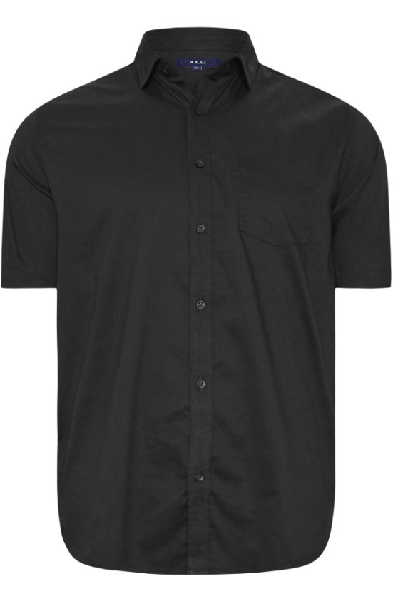 Muška crna košulja – kratki rukav, velike veličine 3XL–6XL