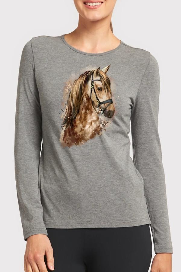 Horse2 dámske tričko 100% bavlna sivá
