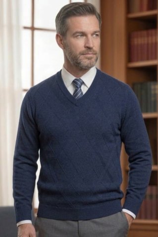 Elegáns férfi pulóver Novo - navy