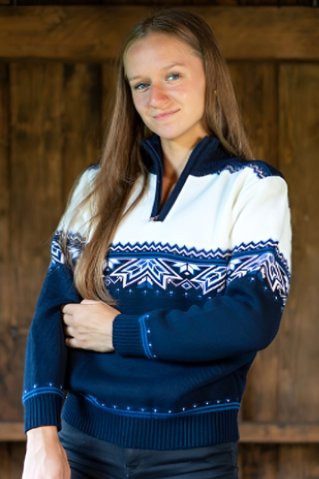 Parkera-Z – damski niebieski norweski sweter dziany