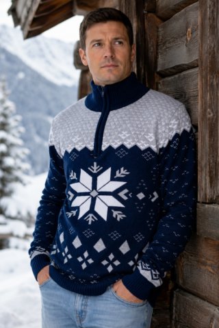 Męski sweter norweski GRACIO Z niebieski