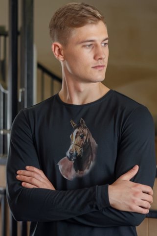 Horse3 muška jahačka majica – crna