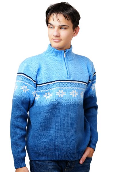 Norvég gyapjú pulóver Nolan-Z kék
