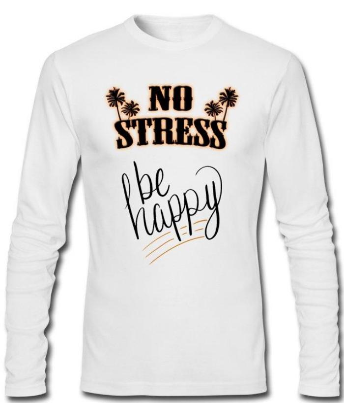 Prémiové tričko s potlčou NO STRESS DR biela