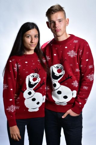 Vianočný dámsky červený sveter OLAFA