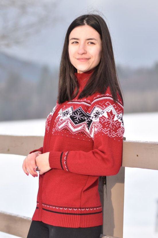 Damen Norwegerpullover Canada bordeaux