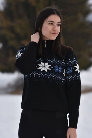 Ženski crni norveški pulover – Mira
