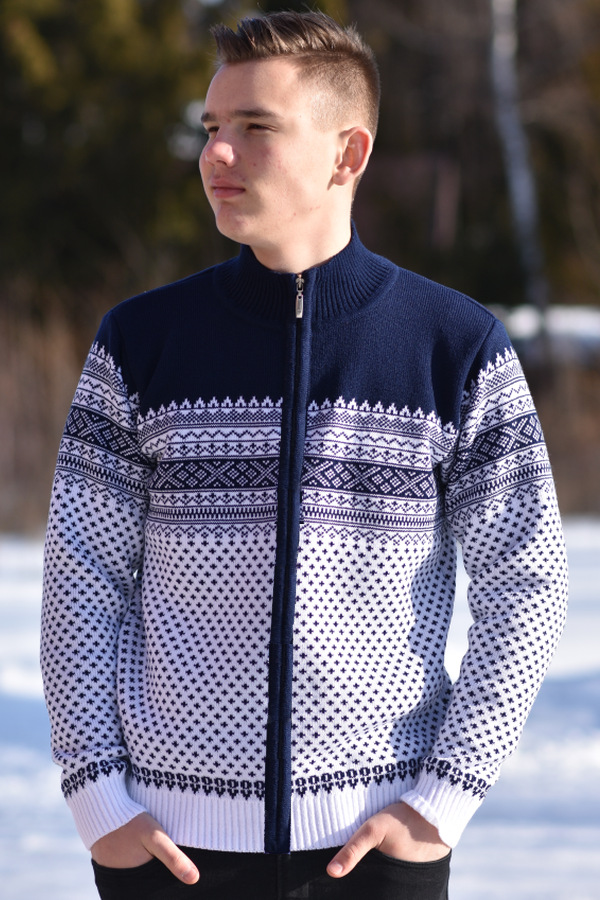 Jachetă tricotată modern cu model norvegiană Aero-AZ