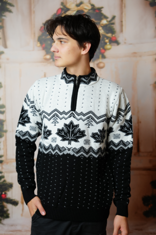 Muški crni norveški pulover – Javorov list